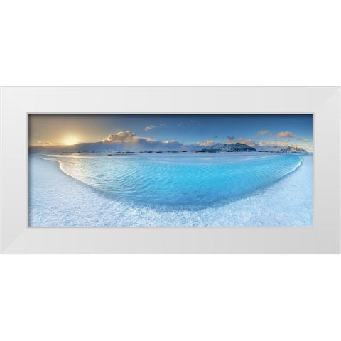 Blue White Modern Wood Framed Art Print by Jochen, Burger