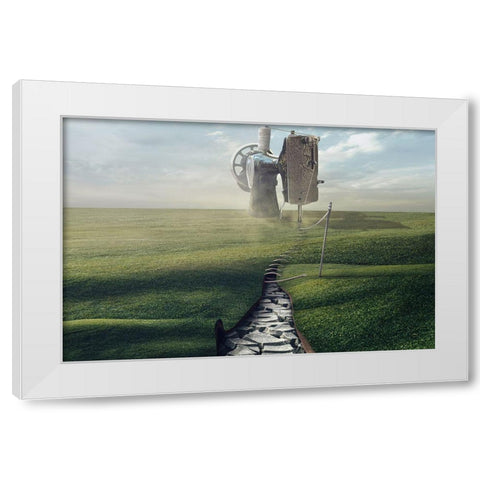 Cultivate The Ground White Modern Wood Framed Art Print by Almawash, Sulaiman