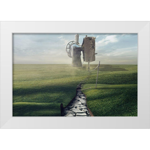 Cultivate The Ground White Modern Wood Framed Art Print by Almawash, Sulaiman