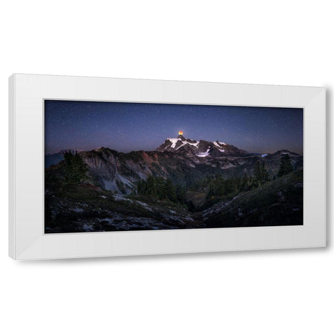 Blood Moon Over Mt. Shuksan White Modern Wood Framed Art Print by Zhang, Joshua