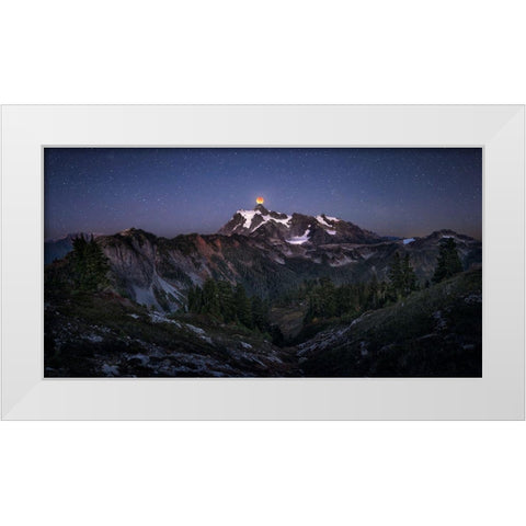 Blood Moon Over Mt. Shuksan White Modern Wood Framed Art Print by Zhang, Joshua