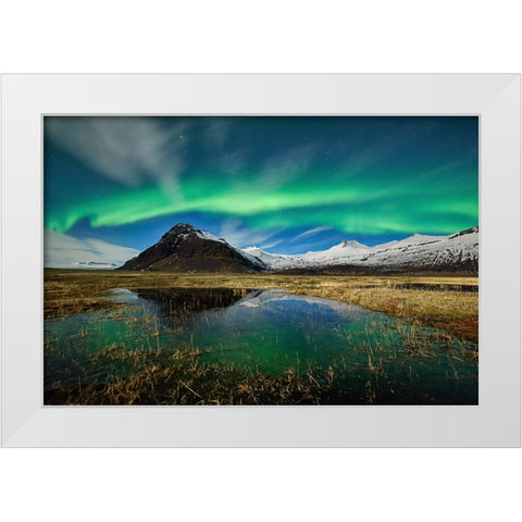 The Green Dancer White Modern Wood Framed Art Print by Moreno, Miguel