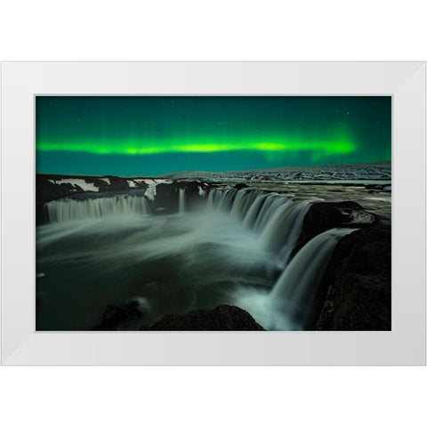 Godafoss White Modern Wood Framed Art Print by Zhu, Jingshu