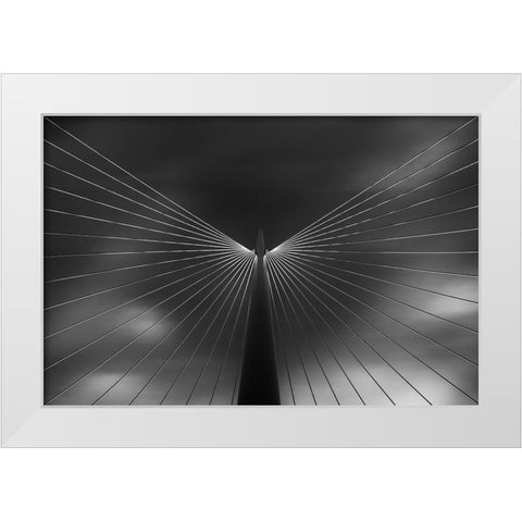 Angel In Black And White White Modern Wood Framed Art Print by Ferrero, Ivan
