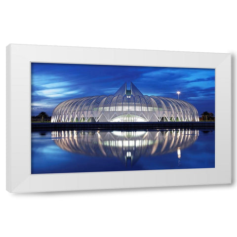 Polytechnic University Of Florida At Night White Modern Wood Framed Art Print by Fleckenstein, Martin