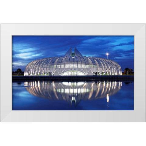 Polytechnic University Of Florida At Night White Modern Wood Framed Art Print by Fleckenstein, Martin