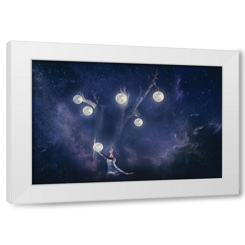 Planet Holder White Modern Wood Framed Art Print by Loza, Evgeny