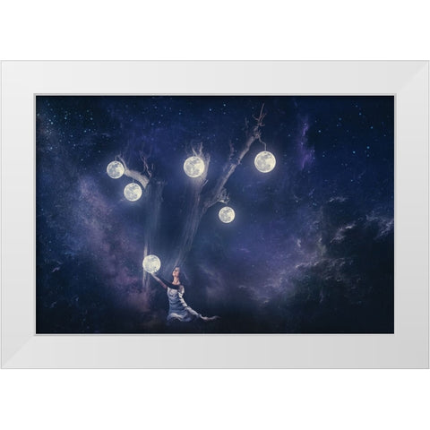 Planet Holder White Modern Wood Framed Art Print by Loza, Evgeny