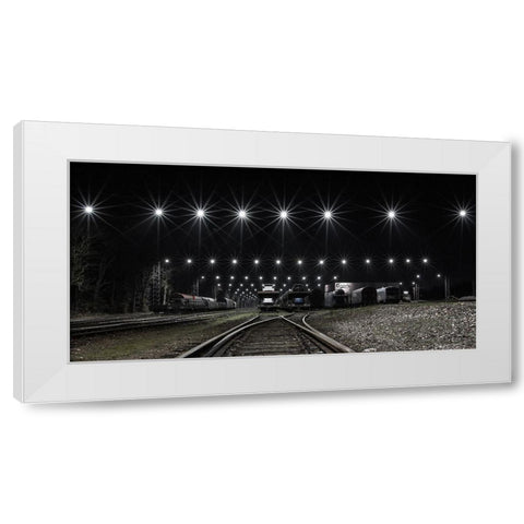 Train Stars White Modern Wood Framed Art Print by Londal, Leif