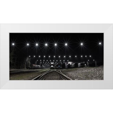 Train Stars White Modern Wood Framed Art Print by Londal, Leif