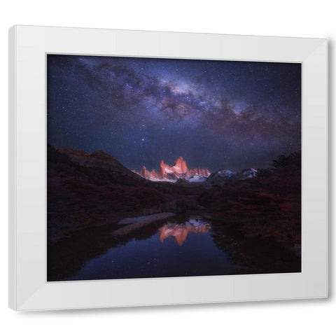 Patagonia Autumn Night White Modern Wood Framed Art Print by Zhang, Yan