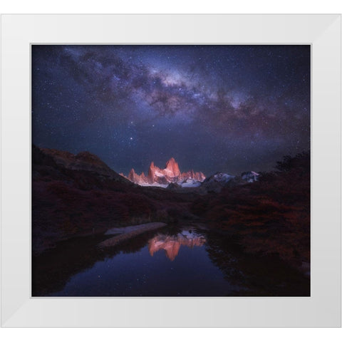 Patagonia Autumn Night White Modern Wood Framed Art Print by Zhang, Yan