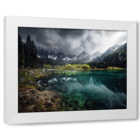 Azul Turquesa. White Modern Wood Framed Art Print by Pablo De, Juan