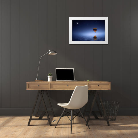 Air Ballon White Modern Wood Framed Art Print by Hamiti, Bess