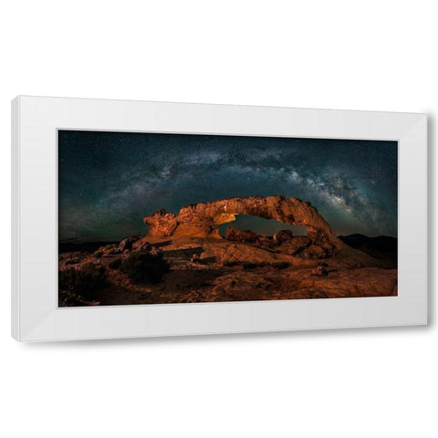 Milky Way Over The Sunset Arch White Modern Wood Framed Art Print by Zhu, Hua