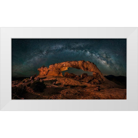 Milky Way Over The Sunset Arch White Modern Wood Framed Art Print by Zhu, Hua