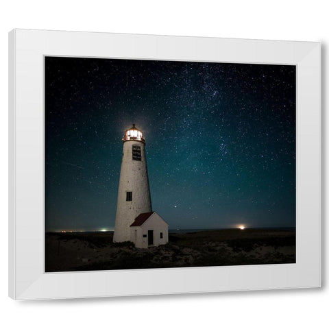 Great Point Light-Midnight White Modern Wood Framed Art Print by Pilla, Scott