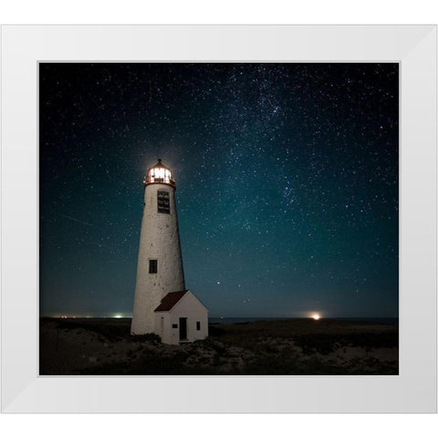 Great Point Light-Midnight White Modern Wood Framed Art Print by Pilla, Scott