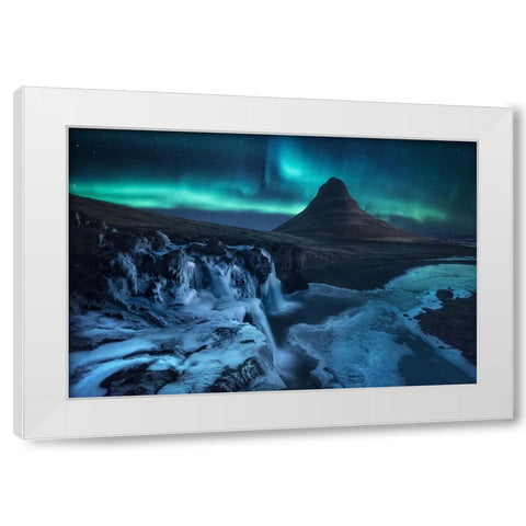 Frozen Falls White Modern Wood Framed Art Print by F. Turienzo, Carlos