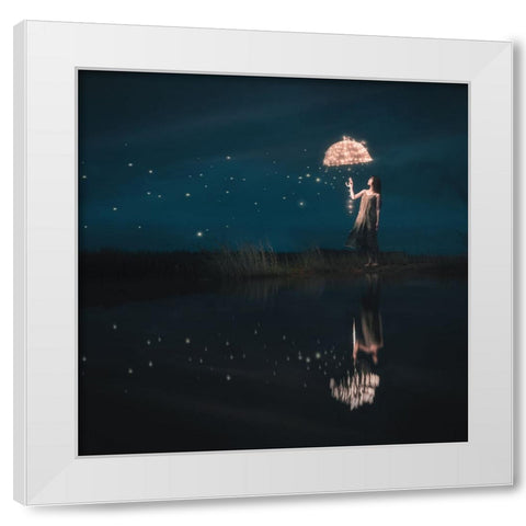 Starfall White Modern Wood Framed Art Print by F, Terry
