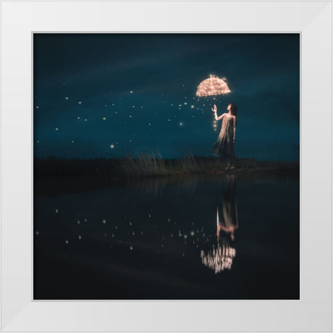 Starfall White Modern Wood Framed Art Print by F, Terry
