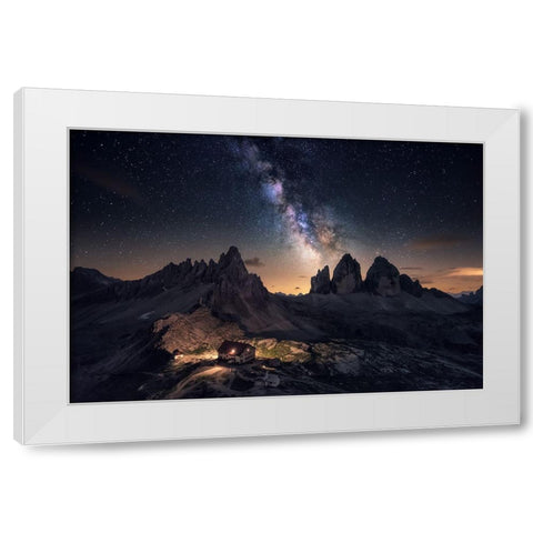 Rising Over Tre Cime White Modern Wood Framed Art Print by F. Turienzo, Carlos