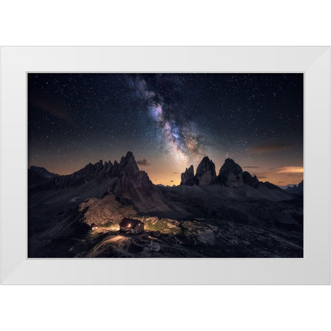 Rising Over Tre Cime White Modern Wood Framed Art Print by F. Turienzo, Carlos