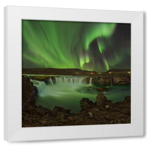 Waterfall Of Gods White Modern Wood Framed Art Print by Smid Master, Jan