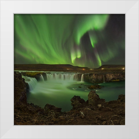 Waterfall Of Gods White Modern Wood Framed Art Print by Smid Master, Jan