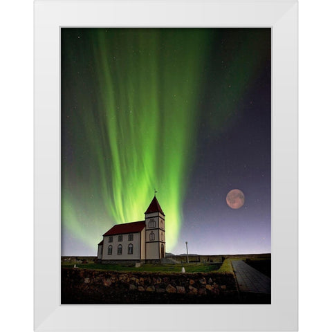 Holy Lights White Modern Wood Framed Art Print by H. Ingibergsson, Torsteinn