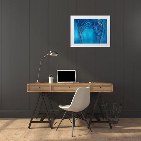 Touching White Modern Wood Framed Art Print by Xu, Mei