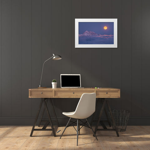 Super Moon Rises White Modern Wood Framed Art Print by Krivec, Ales