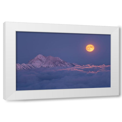 Super Moon Rises White Modern Wood Framed Art Print by Krivec, Ales