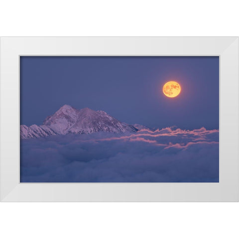Super Moon Rises White Modern Wood Framed Art Print by Krivec, Ales
