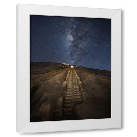 Reach The Stars White Modern Wood Framed Art Print by Song, Gunarto