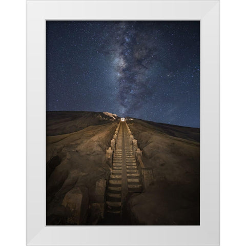 Reach The Stars White Modern Wood Framed Art Print by Song, Gunarto