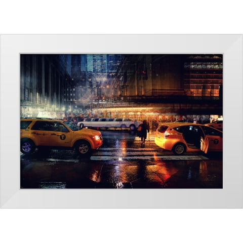 Taxi White Modern Wood Framed Art Print by Della Latta, Massimo