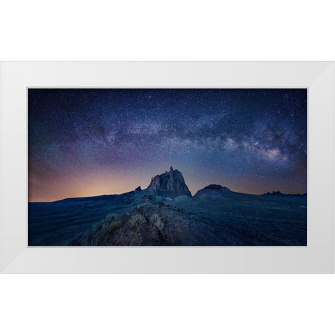 Ship Rock Under The Night Sky White Modern Wood Framed Art Print by Zheng, Michael