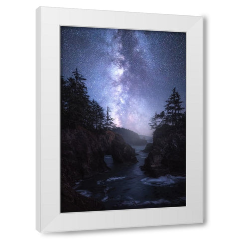 The Coast At Night White Modern Wood Framed Art Print by Gastager, Daniel