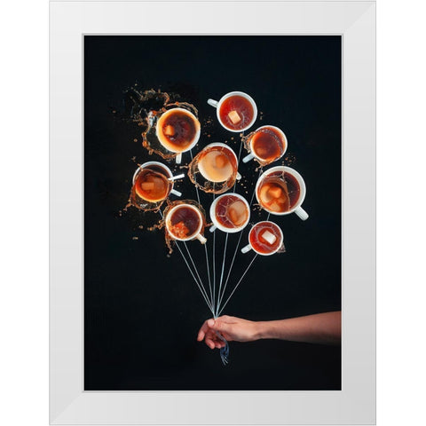 Coffee Balloons White Modern Wood Framed Art Print by Belenko, Dina