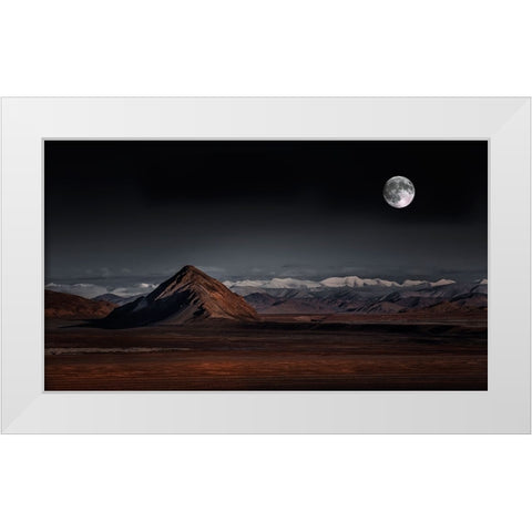 Moon Night White Modern Wood Framed Art Print by Selions