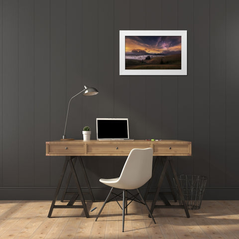 Alpe Di Siusi At Night White Modern Wood Framed Art Print by Krivec, Ales