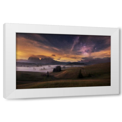 Alpe Di Siusi At Night White Modern Wood Framed Art Print by Krivec, Ales