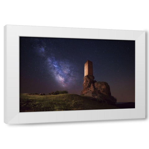 Night At Tower Of Joy White Modern Wood Framed Art Print by Alvaro, Alberto