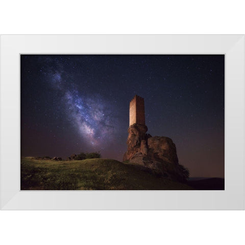 Night At Tower Of Joy White Modern Wood Framed Art Print by Alvaro, Alberto