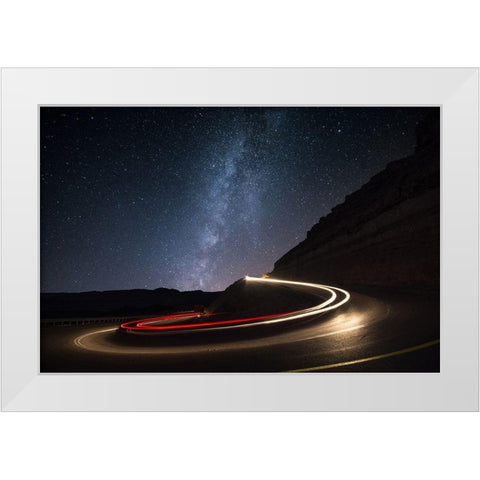 Milky Way Over Mitzpe Ramon White Modern Wood Framed Art Print by Vansover, Erez