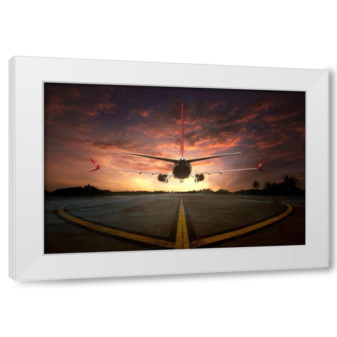 Chasing The Sunset White Modern Wood Framed Art Print by Rahayu, Ganjar