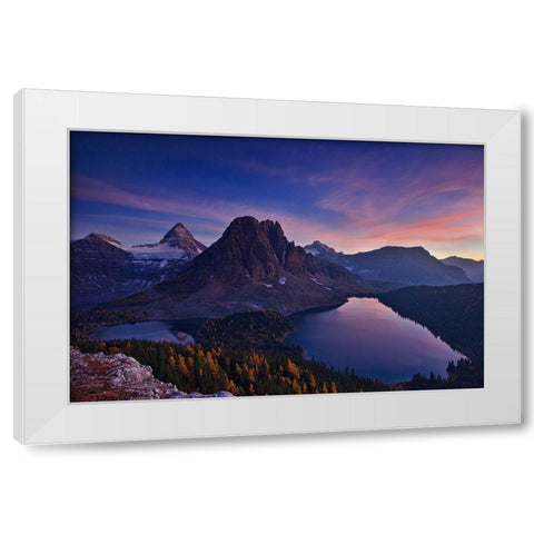 Twilight At Mount Assiniboine White Modern Wood Framed Art Print by Zhang, Yan