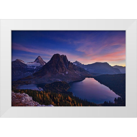 Twilight At Mount Assiniboine White Modern Wood Framed Art Print by Zhang, Yan