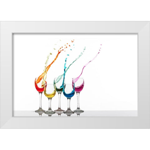 Glass Party White Modern Wood Framed Art Print by Madison